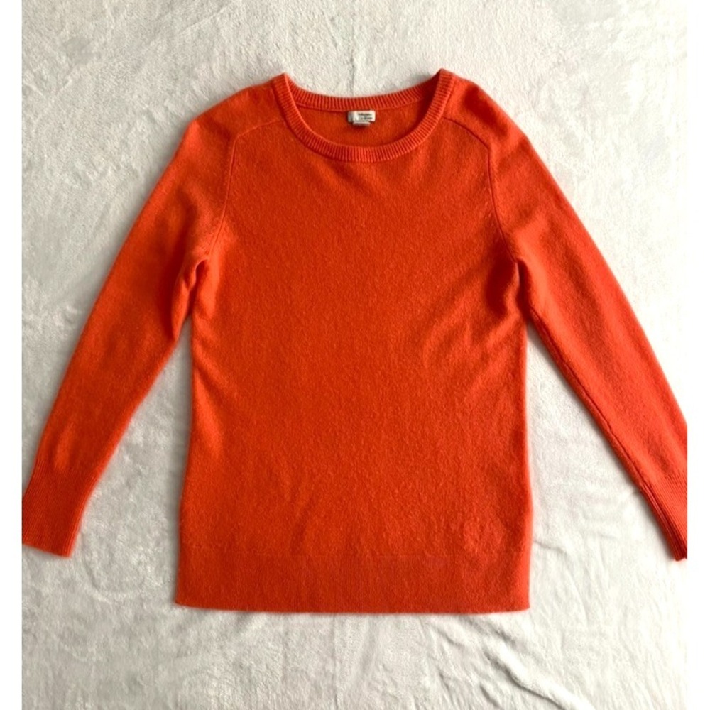 2/$30 Halogen 100% Cashmere Sweater Women Sz S Coral Orange Fine Knit Soft